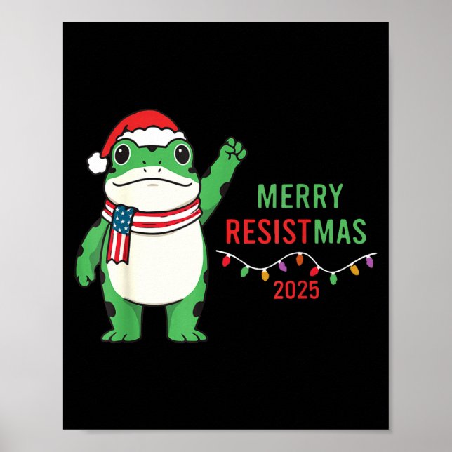 Frog Retro Merry Resistmas Funny Litical Christmas Poster (Framsidan)