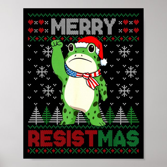 Frog Retro Merry Resistmas Funny Litical Ugly Chri Poster (Framsidan)