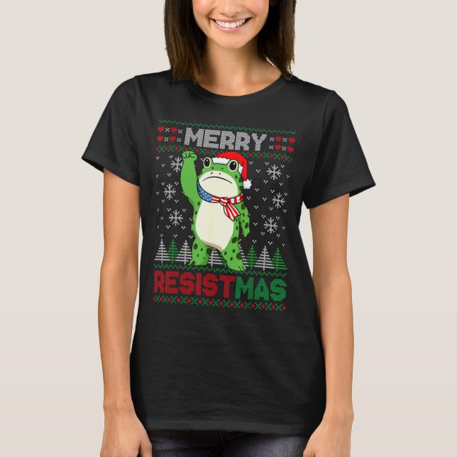 Frog Retro Merry Resistmas Funny Litical Ugly Chri T Shirt (Framsida)