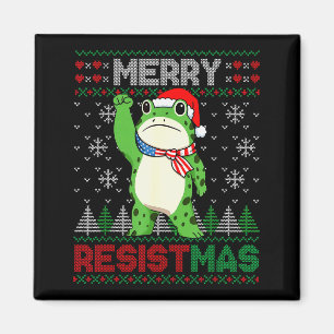 Frog Retro Merry Resistmas Rolig Politisk Ful Jul Magnet