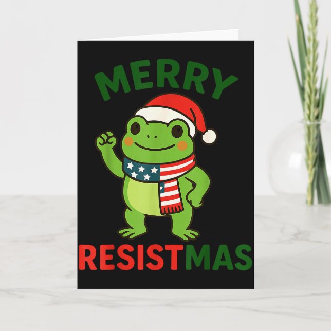 Frog Retro Merry Resistmas Rolig Politisk Jul Kort (Framsida)