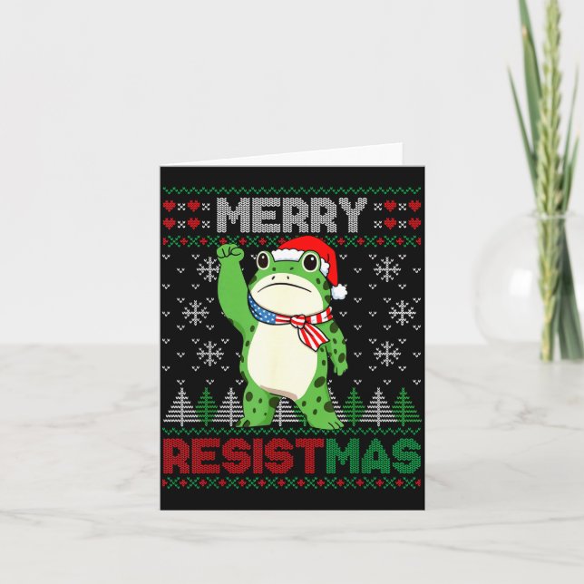 Frog Retro Merry Resistmas Roligt Litical Fult Jul Kort (Framsida)