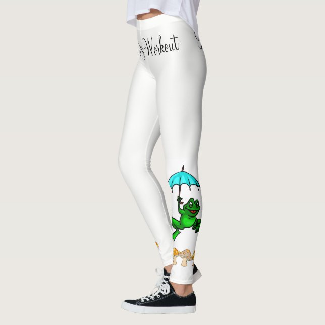 Frog Ribbit Mushroom White Leggings (Vänster)