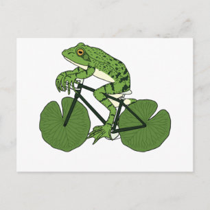 Frog Riding Bike with Lily Pad Hjul Vykort