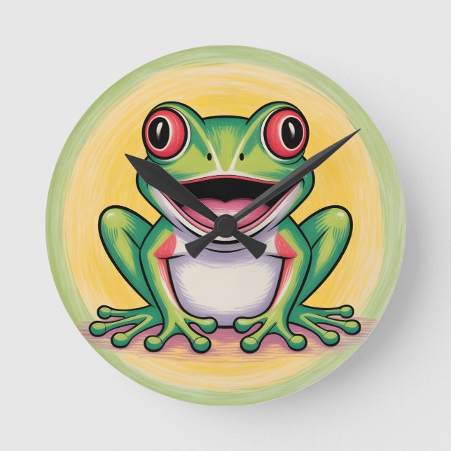 Frog’s Gentle Smile Rund Klocka (Framsida)