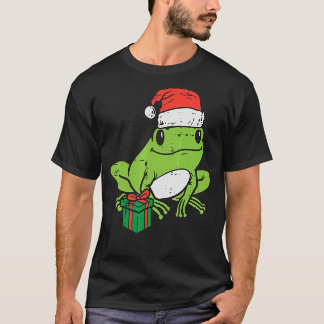 Frog Santa  Animal Christmas Xmas Kids Men Women K T Shirt (Framsida)