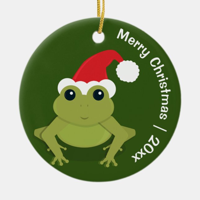 Frog Santa God jul Julgransprydnad Keramik (Framsidan)