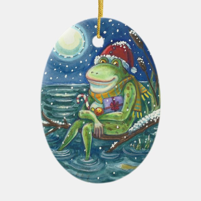 FROG SANTA ON LOG HELGDAG CHRISTMAS ORNAMENT Verse (Framsidan)