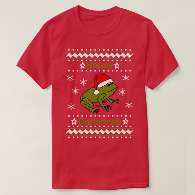 Frog Says Hoppy jul T Shirt (Design framsida)