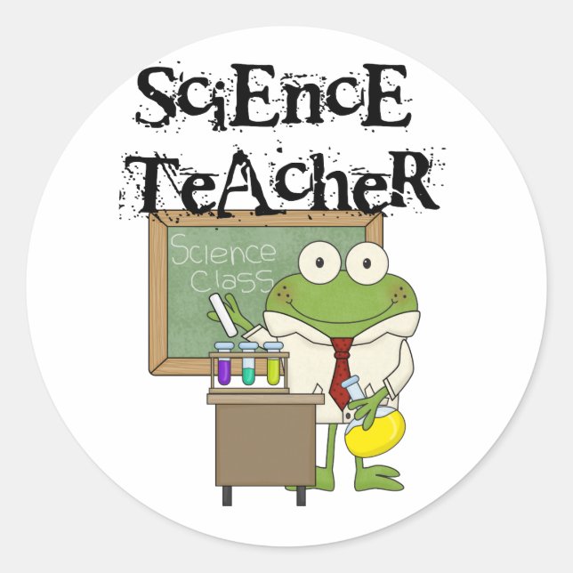 Frog Science Teacher Runt Klistermärke (Framsida)