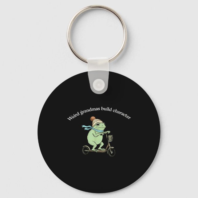 Frog scooter konstig mormor bygger karaktär nyckelring (Framsida)