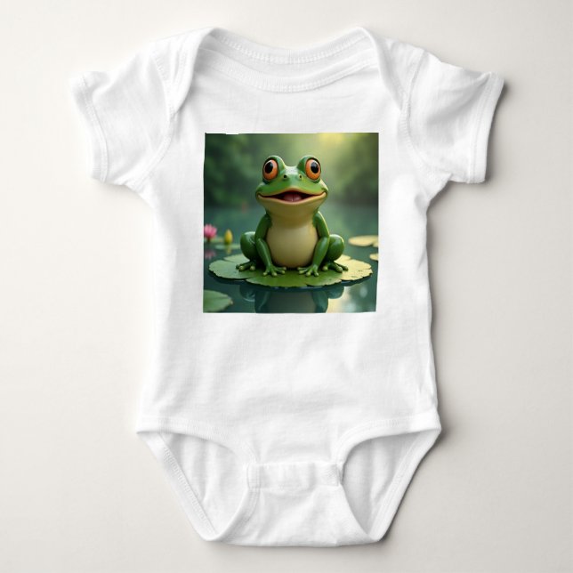 Frog Sitta på Lily Pad. T Shirt (Framsida)
