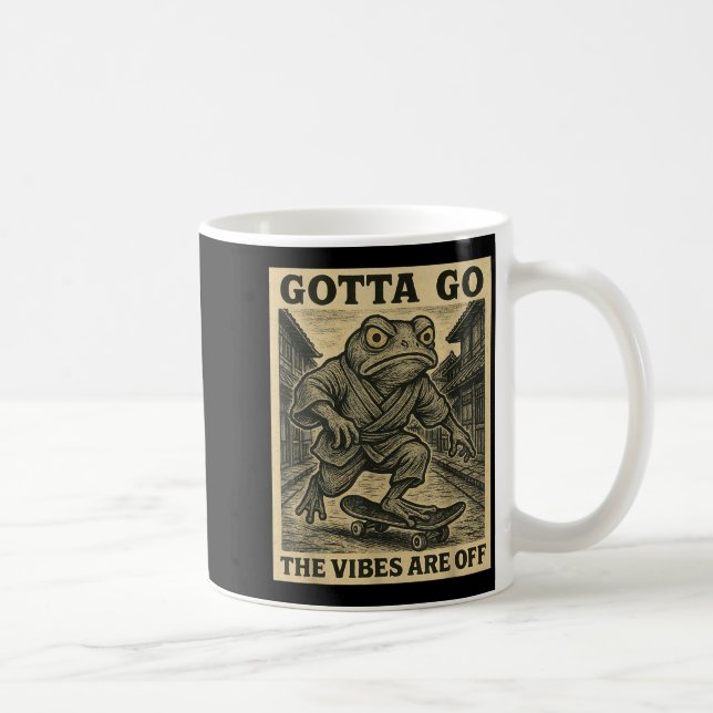 Frog Skateboard Gotta Go The Vibes Are Off Funny G Kaffemugg (Höger)
