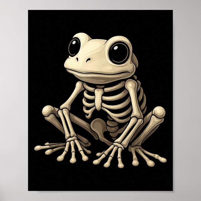 Frog Skeleton Halloween Funny Frog Lover Men Women Poster (Framsidan)