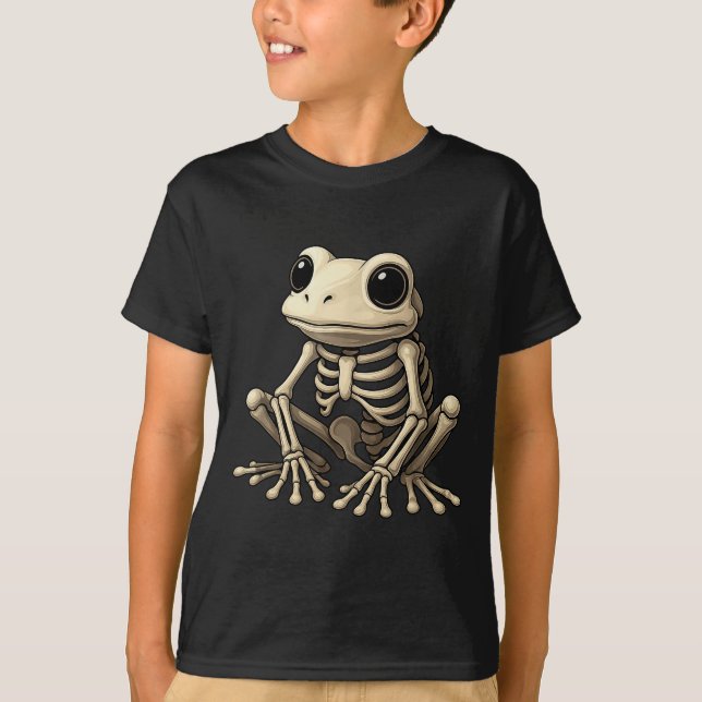 Frog Skeleton Halloween Funny Frog Lover Men Women T Shirt (Framsida)