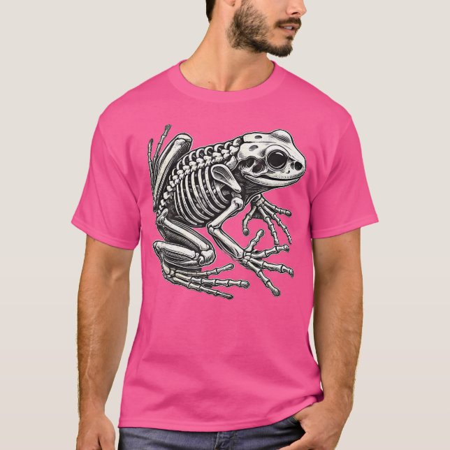 Frog Skeleton Halloween T Shirt (Framsida)