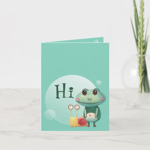 Frog Snigel Friendly Animals Funny Hi Hälsning Kort
