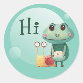 Frog Snigel Friendly Animals Funny Hi-kuvert Runt Klistermärke