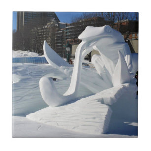 Frog Snö Sculpture, Quebec, Kanada Kakelplatta