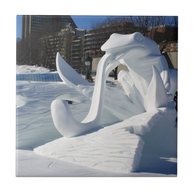 Frog Snö Sculpture, Quebec, Kanada Kakelplatta (Framsidan)