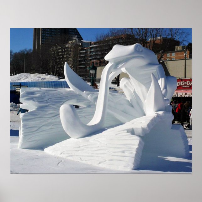 Frog Snö Sculpture, Quebec, Kanada Poster (Framsidan)
