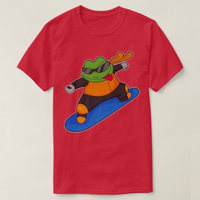 Frog Snowboarder Snowboard Winter sport T Shirt (Design framsida)