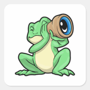 Frog som astronomi med Telescope Fyrkantigt Klistermärke