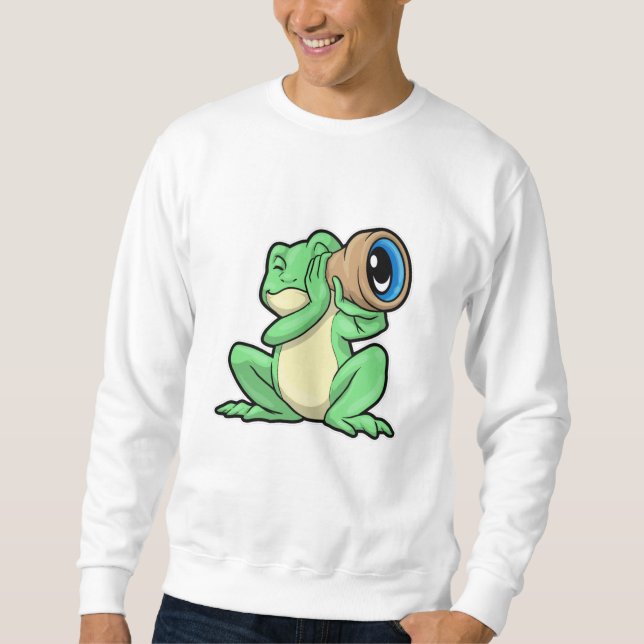 Frog som astronomi med Telescope Lång Ärmad Tröja (Framsida)