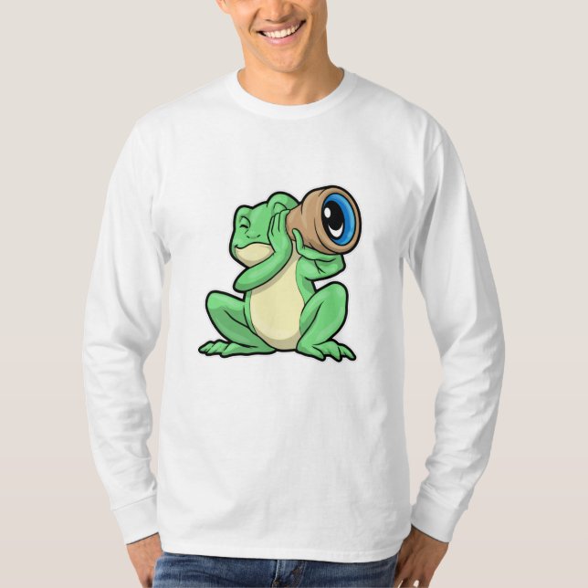 Frog som astronomi med Telescope T Shirt (Framsida)