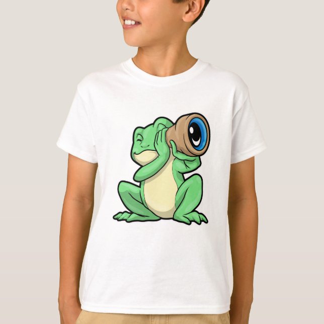 Frog som astronomi med Telescope T Shirt (Framsida)