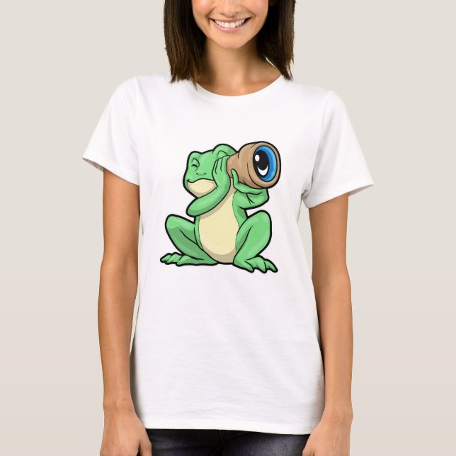 Frog som astronomi med Telescope T Shirt (Framsida)