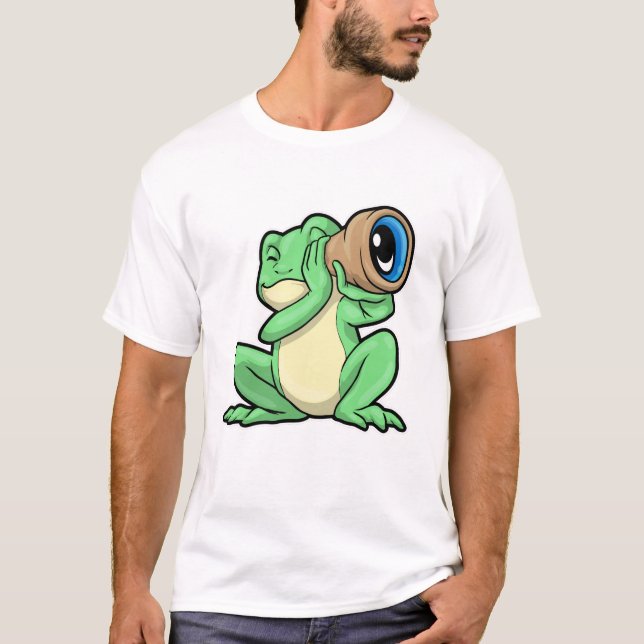 Frog som astronomi med Telescope T Shirt (Framsida)