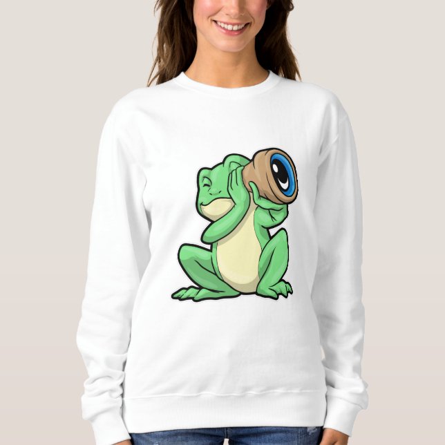 Frog som astronomi med Telescope T Shirt (Framsida)