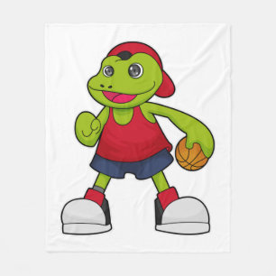 Frog som basketspelare med basketboll fleecefilt