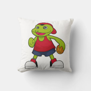 Frog som basketspelare med basketboll kudde