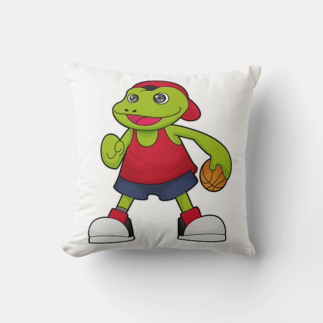 Frog som basketspelare med basketboll kudde (Framsida)