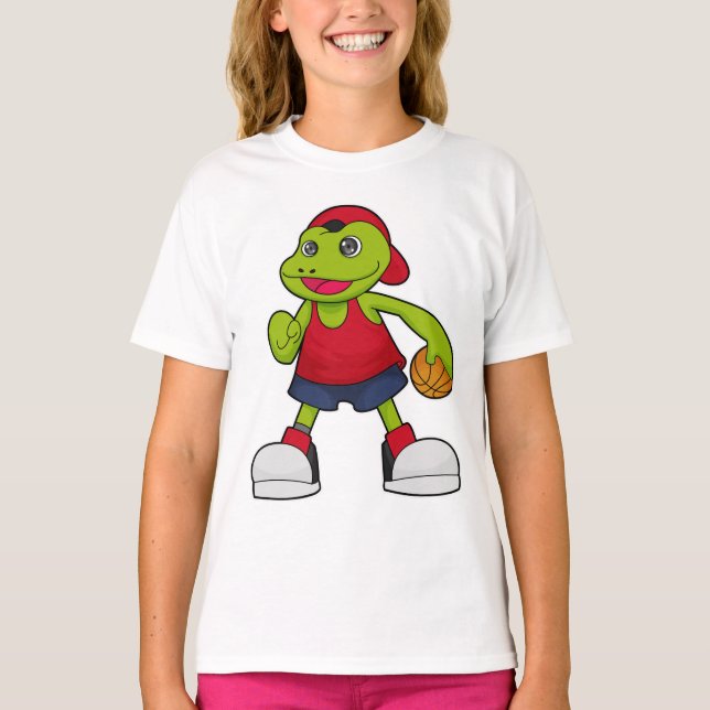Frog som basketspelare med basketboll t shirt (Framsida)