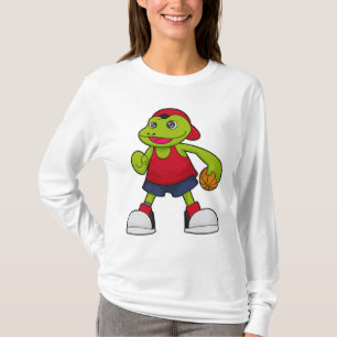 Frog som basketspelare med basketboll t shirt