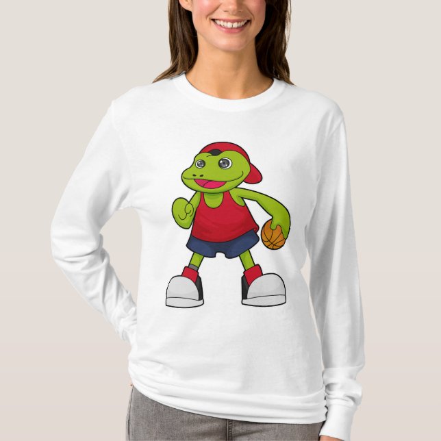 Frog som basketspelare med basketboll t shirt (Framsida)