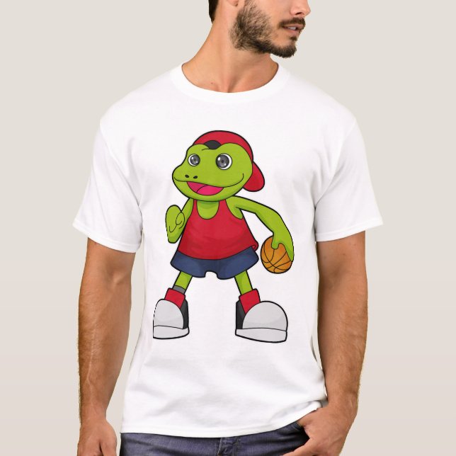 Frog som basketspelare med basketboll t shirt (Framsida)