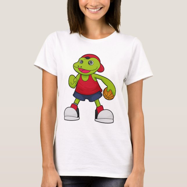 Frog som basketspelare med basketboll t shirt (Framsida)