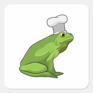 Frog som Cook med Chef hat Fyrkantigt Klistermärke