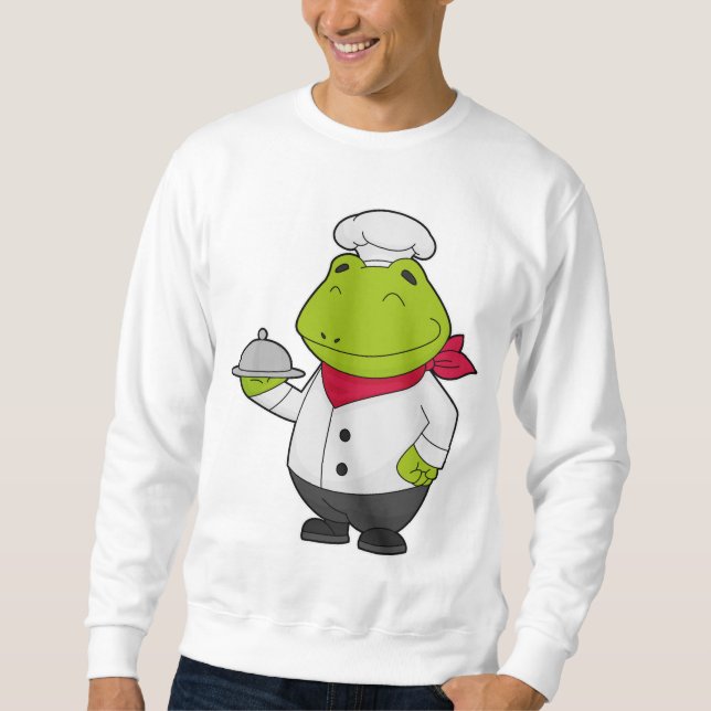 Frog som Cook med Platter Lång Ärmad Tröja (Framsida)