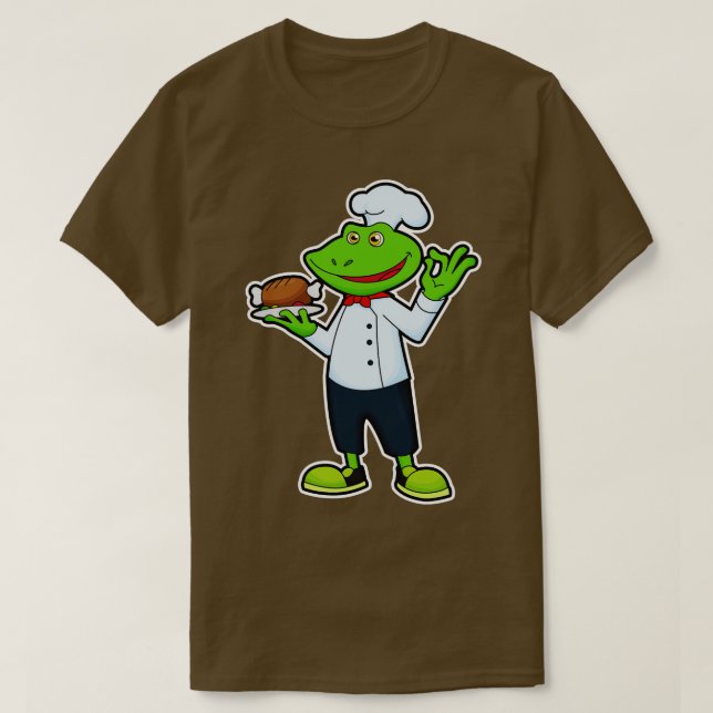 Frog som Cook med servplatta Chicken T Shirt (Design framsida)