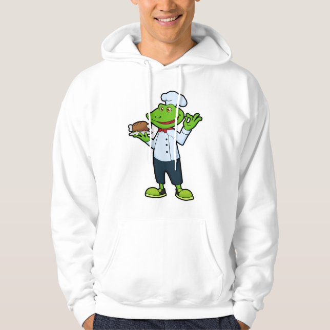 Frog som Cook med servplatta och kyckling Hoodie (Framsida)