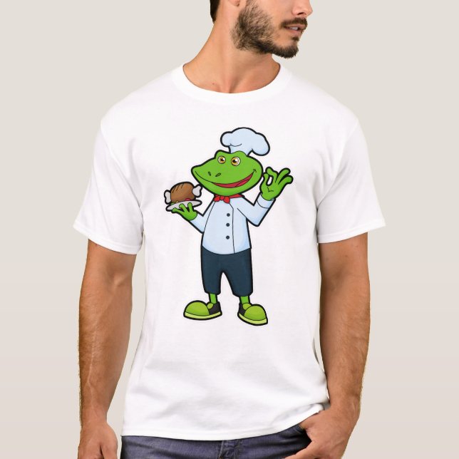 Frog som Cook med servplatta och kyckling T Shirt (Framsida)
