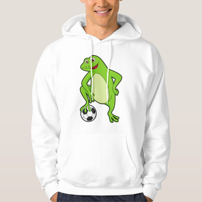 Frog som fotbollsspelare med fotboll hoodie (Framsida)