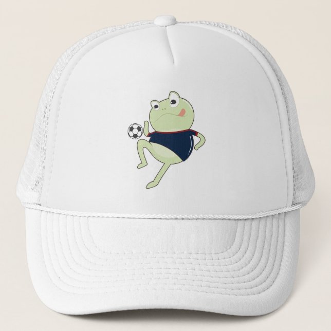 Frog som fotbollsspelare med fotboll keps (Framsida)