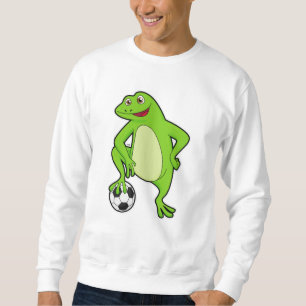 Frog som fotbollsspelare med fotboll lång ärmad tröja