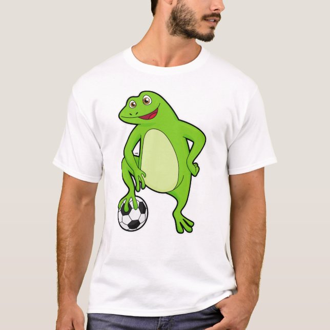 Frog som fotbollsspelare med fotboll t shirt (Framsida)